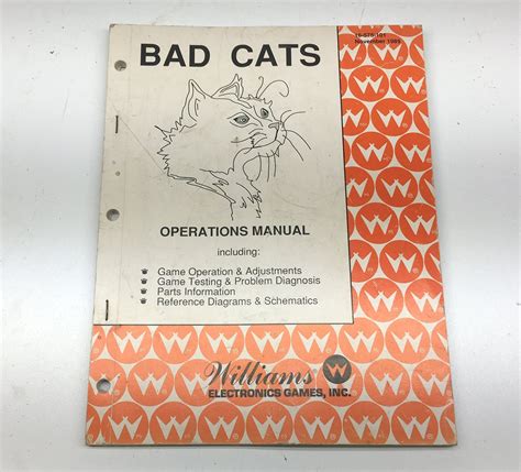Williams Bad Cats Pinball Manual For Sale