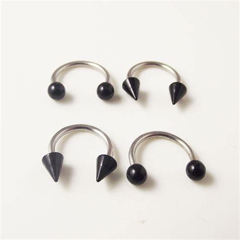4 Pieces 316l Stainless Steel Nostril Nose Ring Spike Bcr 16g Surgical Circular Barbells