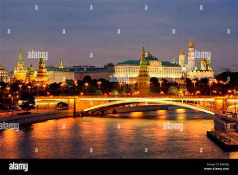 View Of Kremlin Towers And The Bolshoy Kamenny Bridge Over Moskva River