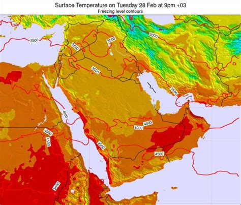 Saudi Arabia Surface Temperature On Thursday 08 Nov At 9pm Ast