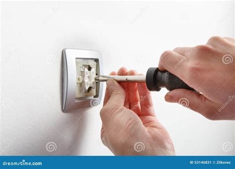 Electrician Installing A Light Switch Stock Image Image Of Electric