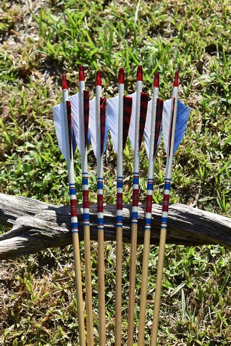 Archery Arrows Port Orford Cedar Arrows Red White And Blue Etsy