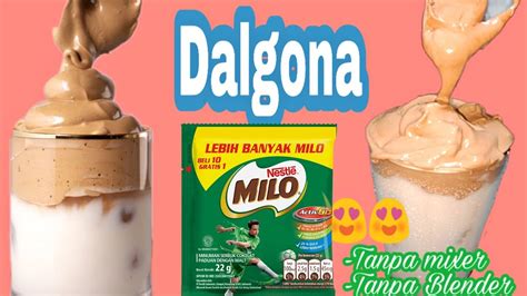 Masukkan adonan ke dalam wadah mixer, kemudian kocok selama lebih kurang 3 menit.setelah mendapatkan kopi dengan konsistensi foamy dan padat, tuangkan ke dalam gelas yang sudah diberi susu. DALGONA MILO TANPA MIXER - YouTube