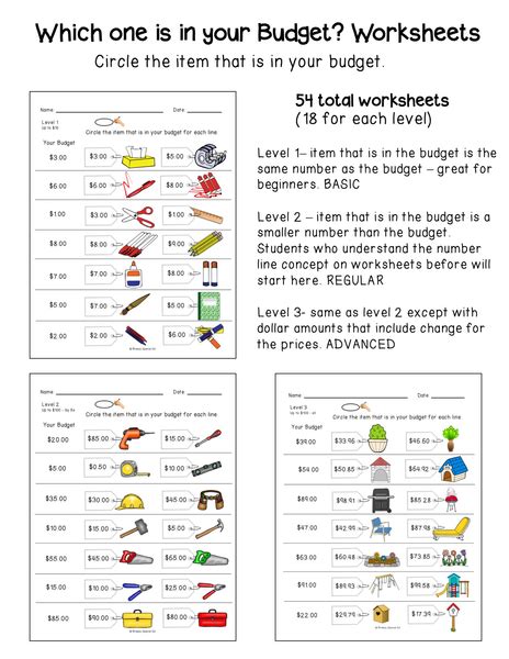 Budget Worksheets Do You Have Enough Money Life Skill Math For Spec