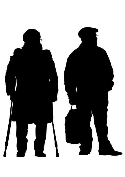 Two Old Men Silhouette Illustrations Royalty Free Vector Graphics