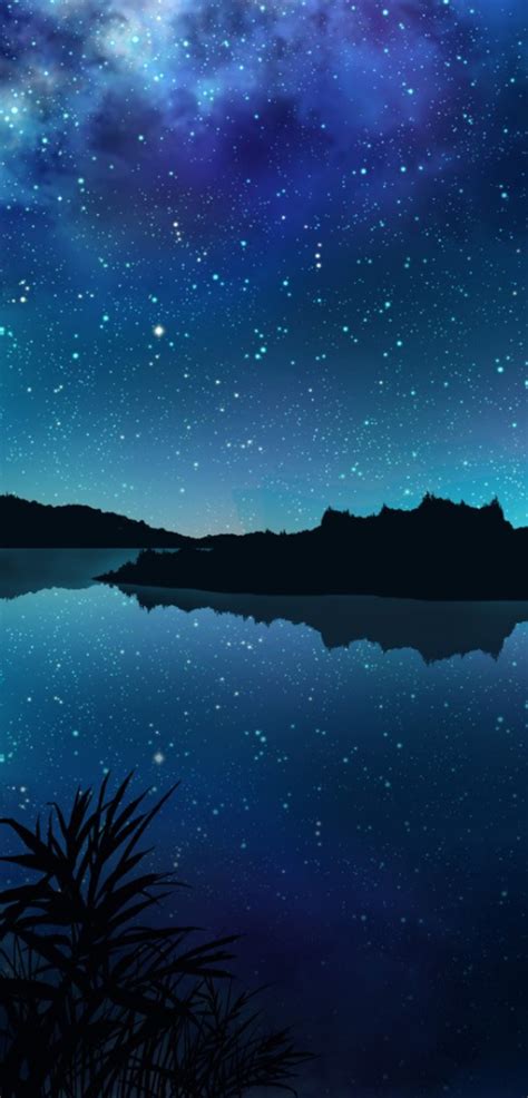 1080x2248 Amazing Starry Night Over Mountains And River 1080x2248