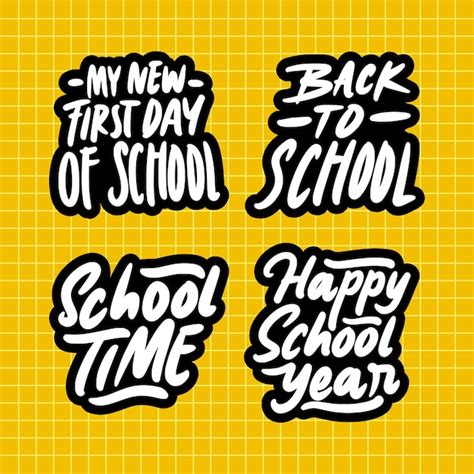 Premium Vector School Lettering Stickers Set