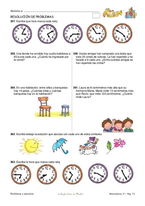 Problemas De Horas Para Tercero De Primaria Ejercicio De Horas Minutos