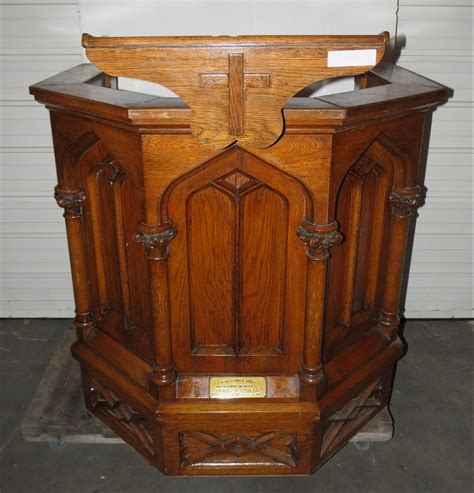 Carved Oak Gothic Pulpit With Lecturn 0165 On Mar 05 2022 Red