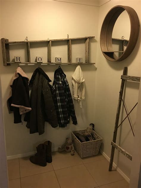 This diy ladder pot rack is an easy project. Vintage ladder coat rack | Diy coat rack, Vintage coat rack, Vintage ladder