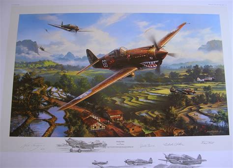 Nicks Aviation Art Tiger Fire Multiple Remarque By