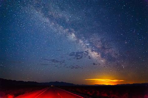 Night Sky Over Extraterrestrial Highway Shortly After Sunset Rachel