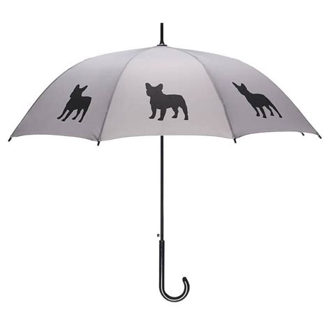 French Bulldog Umbrella Black On Silver W Sleeve And Shoulder Strap