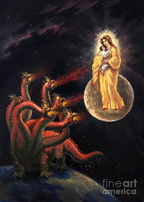 Revelation 12 Seven Headed Dragon V Israel Jerusalem Painting By The