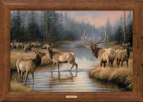 Autumn Mist Elk Framed Canvas Art Print Wall Art Wall Decor Wild Wings