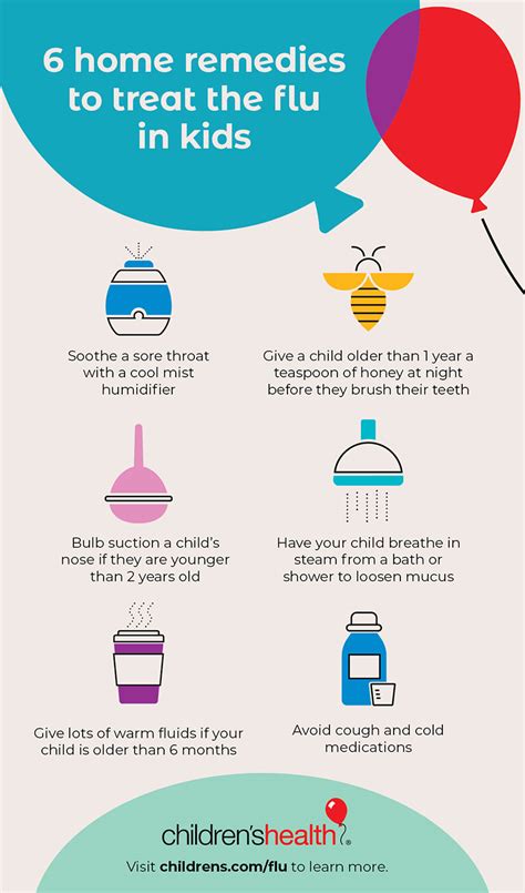 6 Home Remedies For Flu In Kids Infographic