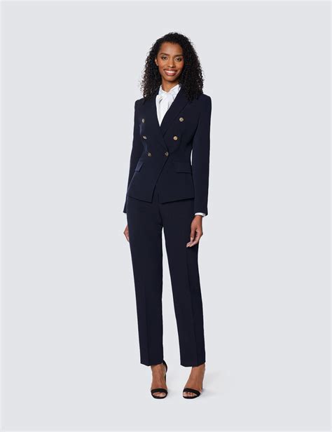Womens Double Breasted Suit Jacket In Navy Hawes And Curtis