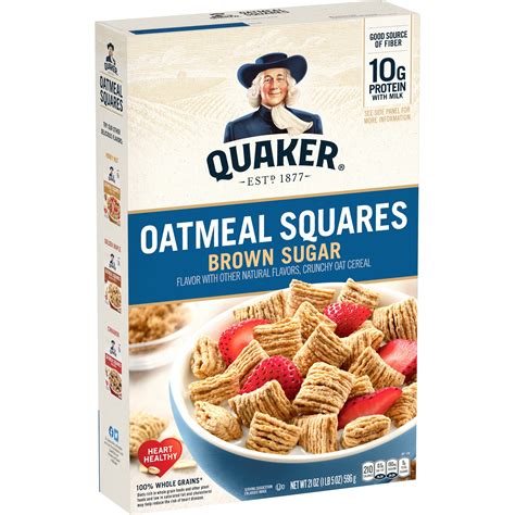 Quaker Oatmeal Squares Breakfast Cereal Brown Sugar 21 Oz Box