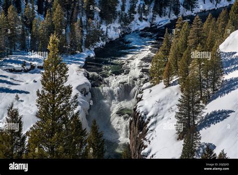 Lower Mesa Falls In Winter Near Ashton Idaho Stock Photo Alamy