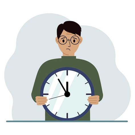 Premium Vector The Man Is Holding A Big Clock In His Hands Time