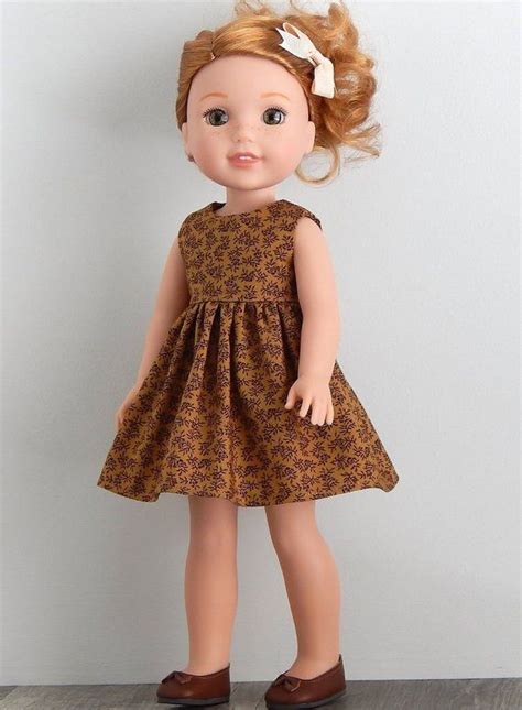 14 5 inch doll clothes tan floral dress fits like wellie etsy tan floral dress doll dress