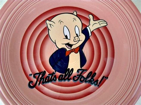 1994 Fiesta Ware Pink Thats All Folks Plate Porky Pig