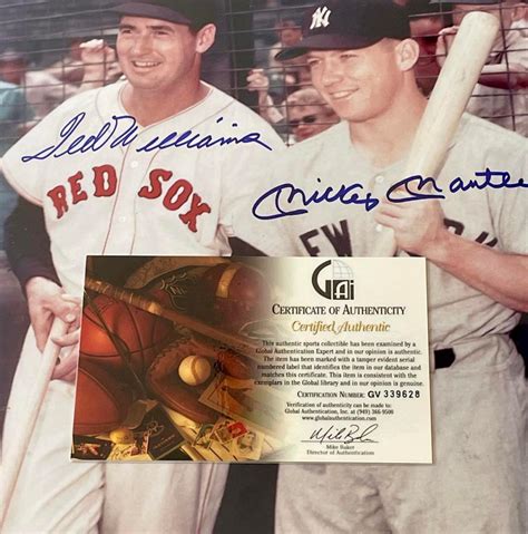 Lot Signed Mickey Mantle And Ted Williams Color Photo Print W Coa