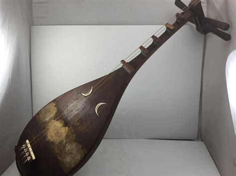 Antique Heike Biwa Japanese Four String Instrument Oriental Hieke Genji