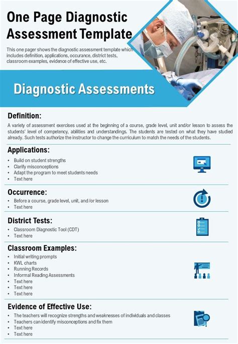One Page Diagnostic Assessment Form Presentation Report Infographic Ppt Photos