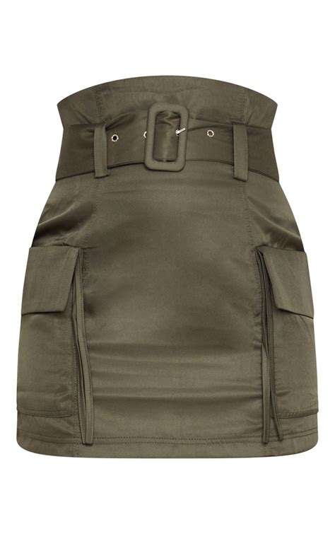 Khaki Belted Pocket Detail Cargo Mini Skirt Prettylittlething Aus
