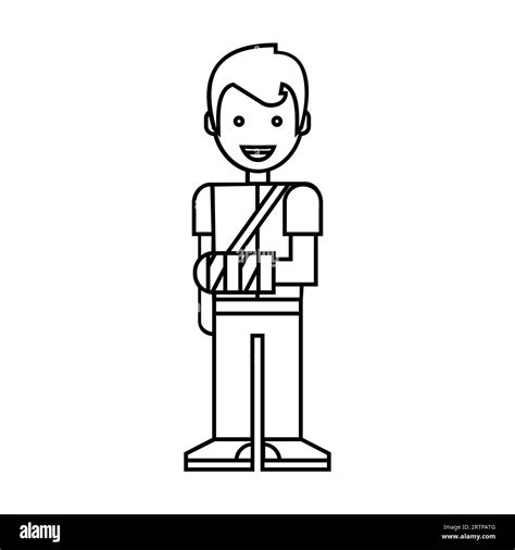 Simple Outline Of Man With Broken Arm Vector Icon Stock Vector Image