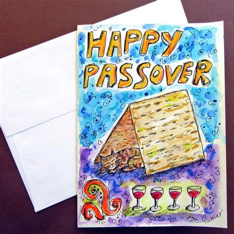 Funny Passover Card Hand Painted Original Watercolor Etsy Original