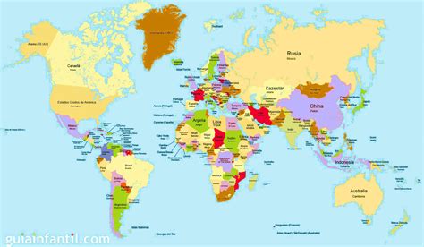Planisferio Con Nombres A Color Mapamundi Mapas Del Mundo Para