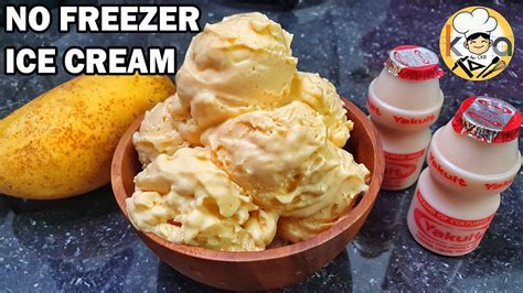 paano gumawa ng ice cream kahit wala kang freezer feat yakult and mango ice cream youtube