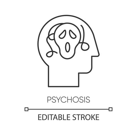 Psychosis Linear Icon Paranoid And Scared Person Confused Mind