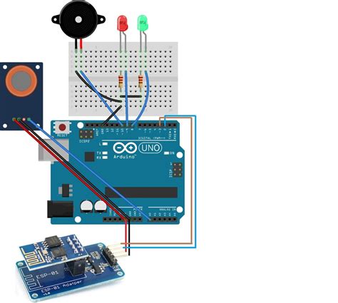 The above circuit with the led so it can only notify with the led light and if you want to add the sound also follow the next circuit diagram. IoT Smoke Alarm with Arduino, ESP8266, and a Gas Sensor
