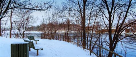 River Snowy Winter Scene Stock Photo Image Of Morning 75398740