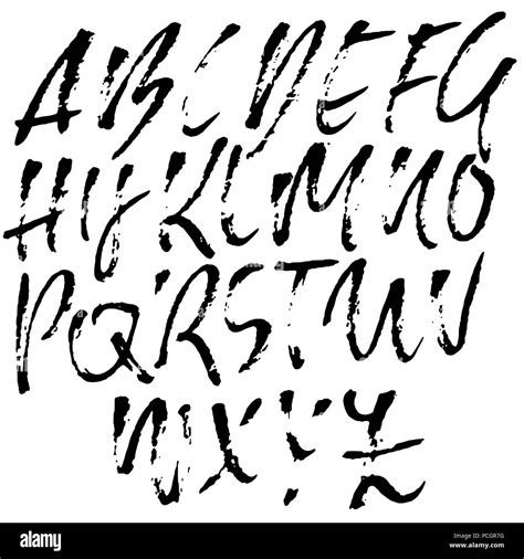 Hand Drawn Modern Dry Brush Lettering Grunge Style Alphabet