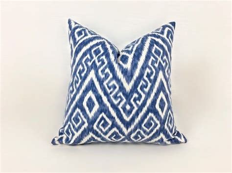 Blue Ikat Pillow Cover White And Blue Jaclyn Smith Etsy