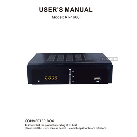 ADTB01F Aluratek AT 1668 ATSC Digital TV Converter Box Manual