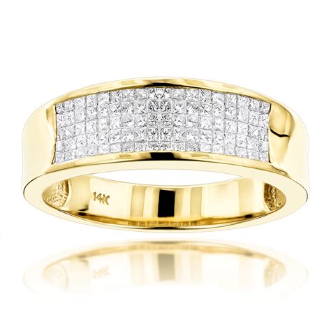 Shop for mens wedding rings at brilliance. 14K Gold Princess Cut Diamond Mens Wedding Ring 1.50ct