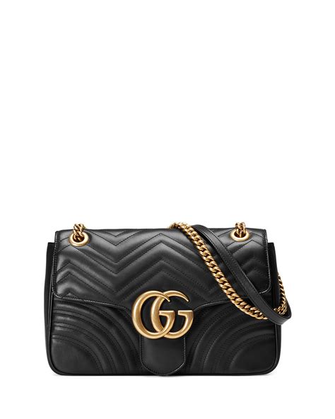 Gucci Gg Marmont 20 Medium Quilted Shoulder Bag Black Neiman Marcus