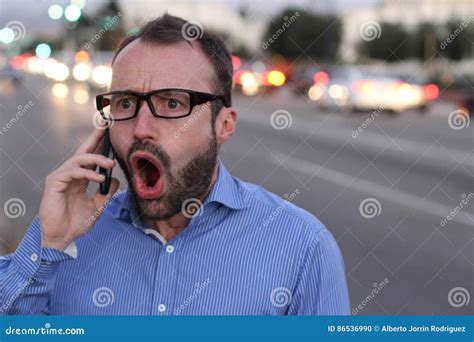 Angry Furious Businessman On Cell Phone Call Yelling And Screaming In