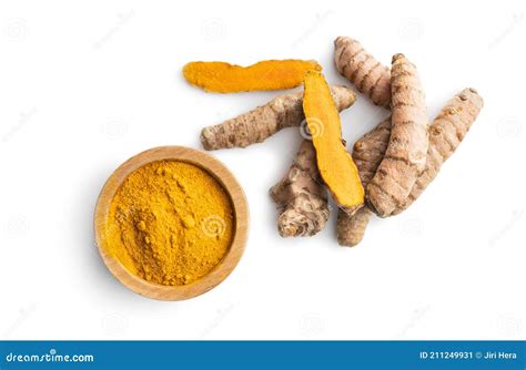 Indian Turmeric Powder And Root Turmeric Spice Ground Turmeric On