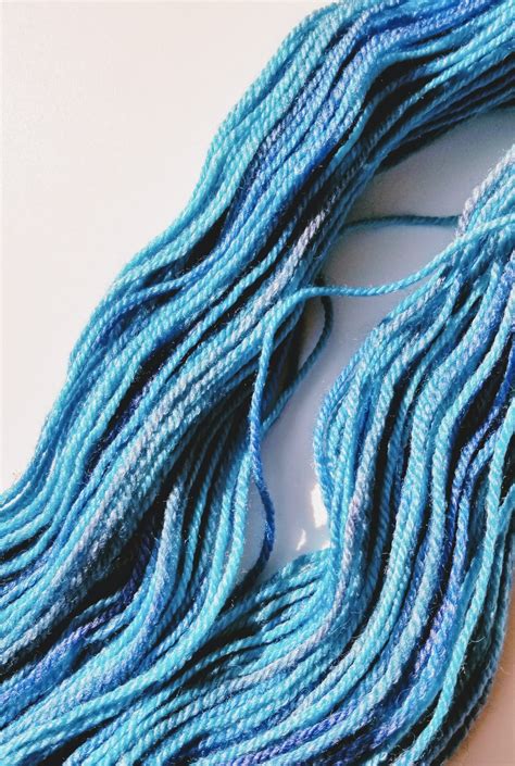 Local Wool And Bamboo 3 Ply Blue Variegated Yarn Worsted Weight 7822