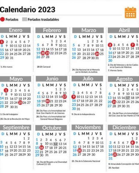 Para Agendar El Calendario De Feriados De 2023 Nuevo Diario Web