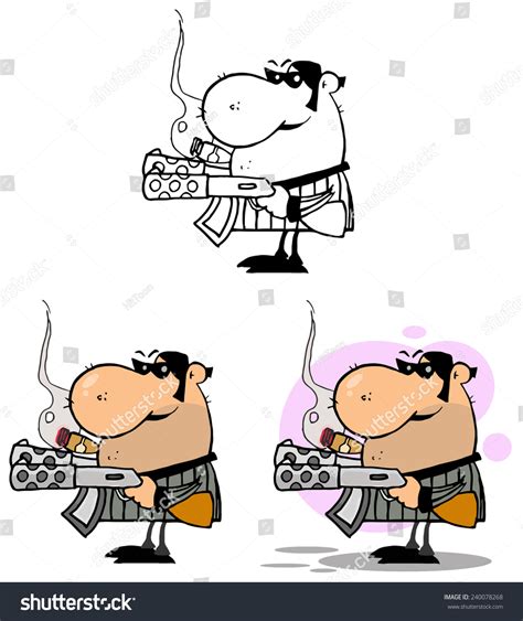 mobster holding two machine guns smoking stock vector royalty free 240078268 shutterstock