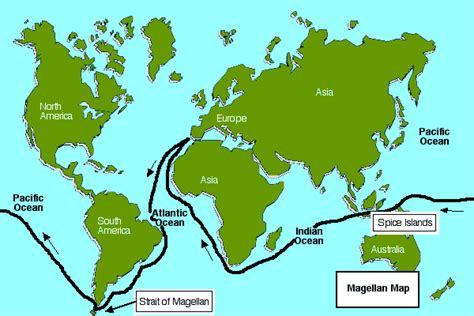 Ferdinand Magellan Travel Route Map