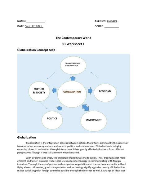 01 Worksheet 1 Globalization Concept Map Name Section