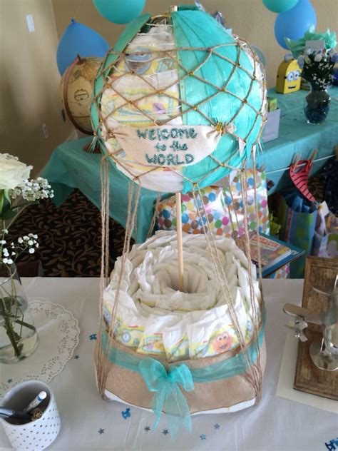 Unique diaper cakes, small diaper cakes, round diaper cakes, rectangle diaper cakes, diaper cakes for girls, diaper cakes for boys, you can get a diaper cake to match. Hot air balloon diaper cake, baby shower, decorations ...